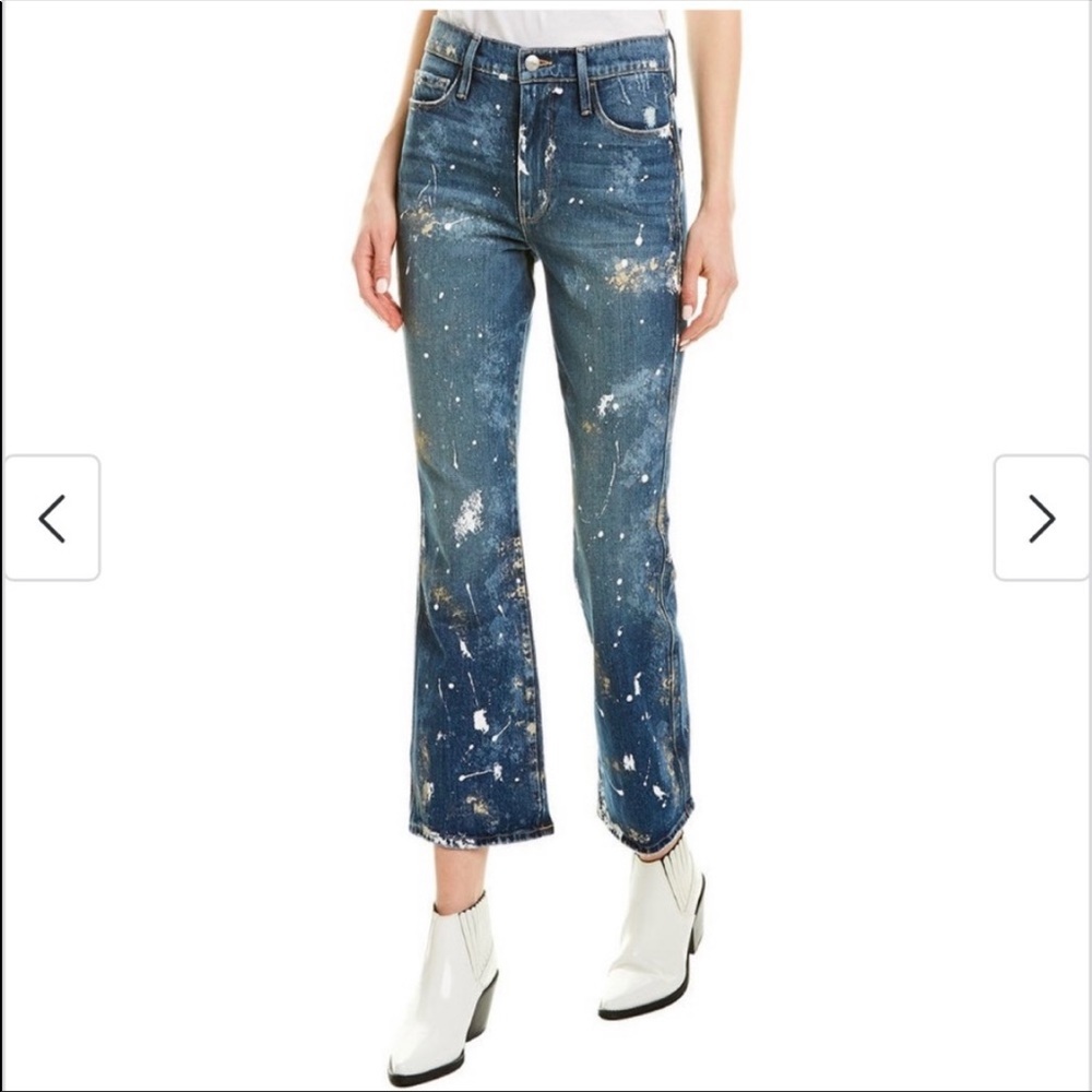 FRAME THE SYLVIE KICK BOOT JEAN PAINT SPATTER SIZE 26 NEW WITH TAGS